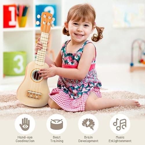 Vanplay Kids Guitar Set, 7-Piece Wooden Musical Instruments for Toddler 2-3 | Musical Band Set with wooden Ukulele/Flute/Maracas/Tambourine, Christmas/Birthday Gift for Boys & Girls Age 2 3 4 5 thumbnail 4