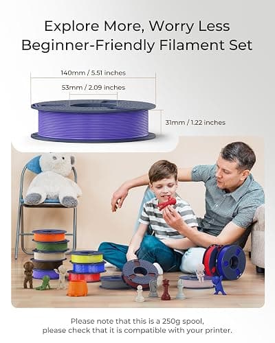 SUNLU Clear PLA Filament 1.75mm Bundle, 3D Printer Filament Bundle Multicolor, Individually Vacuum Packed, 250g Spool, 4 Rolls, Transparent Series-Clear+Red+Orange+Blue thumbnail 5