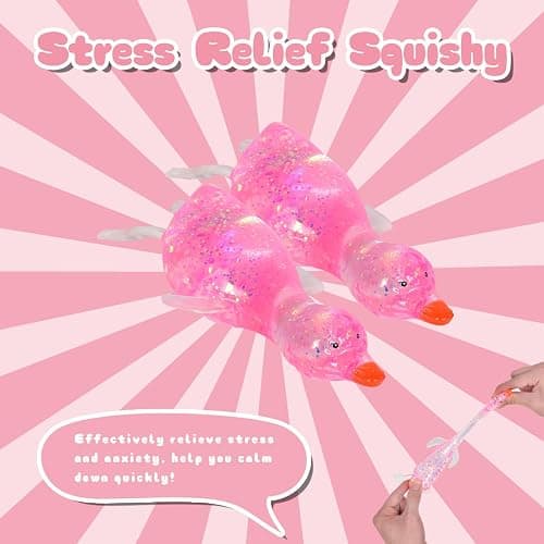 Cute Duck Squishy Toy for Kids Ages 3+, Birthday Party Favors, Easter Basket Stuffers, Kawaii Malt-Sugar Filled Squeeze Toy(Pink) thumbnail 4