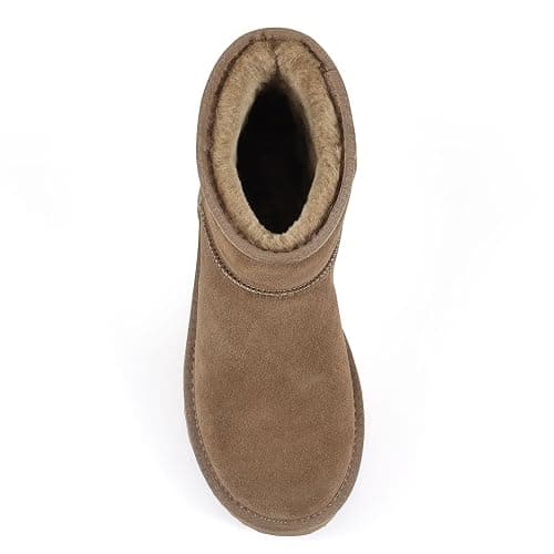 KIDMI Women's Classic Genuine Suede Mini Boots Fuzzy Snow Booties with Fur Lined thumbnail 5