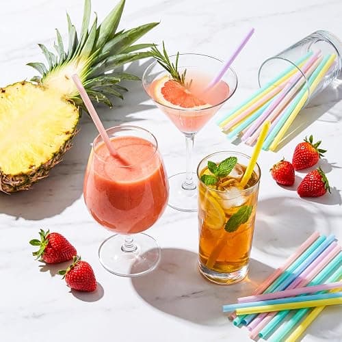 Honeydak 60 Pcs Pastel Reusable Straws 9 Inch Hard Plastic Colorful Drinking Straws for Smoothies Boba Beverage Cocktail Home Restaurant Birthday Summer Party Decoration thumbnail 7