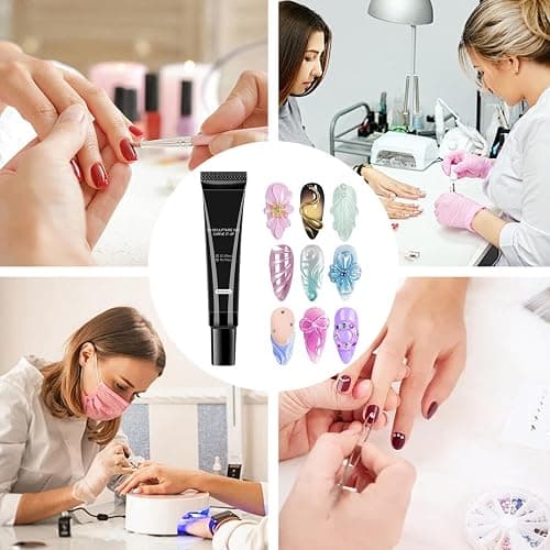 3D Nail Sculpting Gel, 15ML Solid Rhinestone Glue Nails Art, Non Stick False Nails Extension Gels for Carving Patterns, UV LED Builder Blooming Gels Nail Polish Super Adhesive, for Girls & Women thumbnail 7