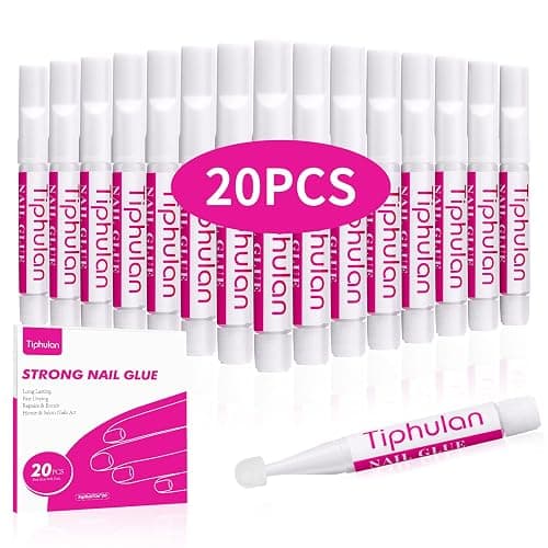 Tiphulan Nail Glue for Nail Tips - 20PCS Strong Long Lasting Nail Glue for Press on Nails, Super Good Holding Fake Nails Glue Bulk Pack, Professional Adhesive Bond Nail Glue for Acrylic Nails, 2g/pcs - Image 1