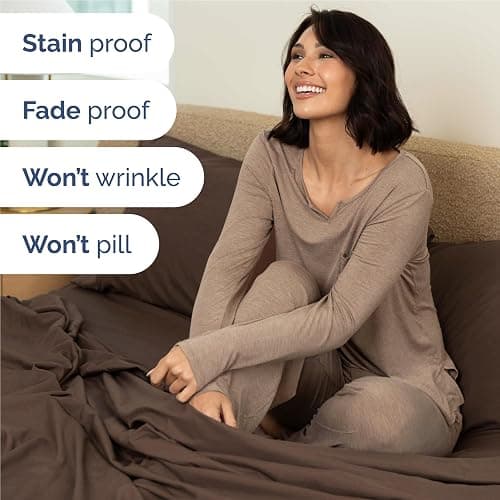 Full Size 4 Piece Sheet Set - Comfy Breathable & Cooling Bed Sheets Set - Hotel Luxury Bedding for Women, Men, Kids, Teens, Boys & Girls - Deep Pockets, Ultra-Soft and Wrinkle Free - Oeko-Tex - Brown thumbnail 5