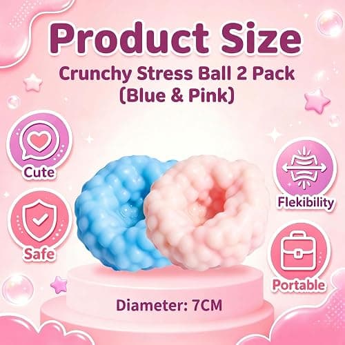 2 Pack Crunchy Noisy Squishy ASMR Stress Balls, Slush Textured Sensory Toys Set, Stress Relief Toys for Kids Adults, Squeezee Sensory Toys, Birthday Xmas Gifts for Girls & Boys thumbnail 4