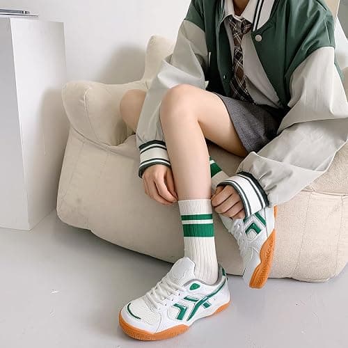 Xhonp 5 Pairs Cute Big C Letter Crew Socks Sports,Casual,Striped for Women Socks thumbnail 7