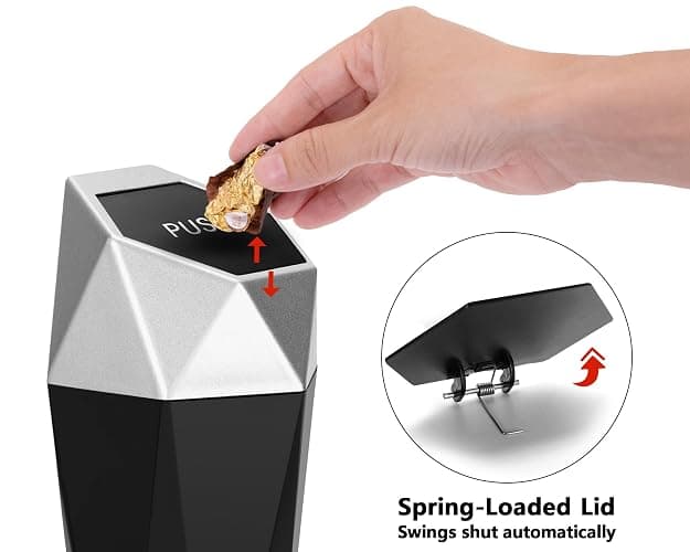 Ginsco Car Trash Can Cup Holder, 2 Pack Mini Car Trash Can with Lid, Car Accessories for Interior, Leakproof Small Trash Cup for Car, Home with Additional 2 ABS Hooks and 90pcs Trash Bags Silver thumbnail 7