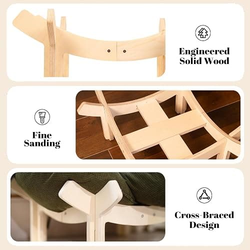 CHEERHOME PETS Elevated Cat Bed Wooden with Cushion Fluffy Pet Couch Sofa for Indoor Cats Raised Kitty Lounge Chair Suitable for Puppy, Cat Furniture(Green) thumbnail 6