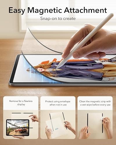 ESR Paper-Feel Magnetic Screen Protector for iPad Air 11 Inch M3/M2 (7th/6th Gen, 2025/2024), Write and Draw Like on Paper, Detachable and Reusable, Compatible with Tempered Film, Matte, Anti-Glare thumbnail 4