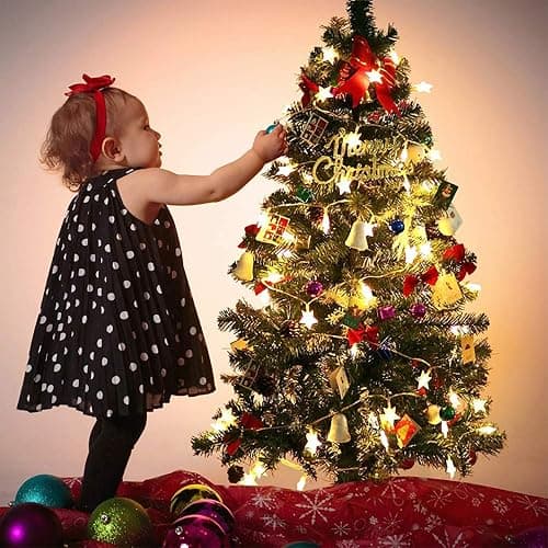 Star Fairy Lights, 6M 40Pcs LED Battery Powered String Lights, Two Mode Monochrom and Shining Decoration Lightning for Christmas Wedding Birthday Valentine Party Bedroom Indoor&Outdoor (Warm White) thumbnail 6
