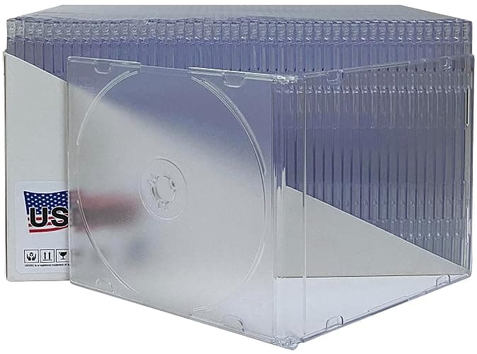 USDISC CD Jewel Cases Slimline 5.2mm, Single 1 Disc, Clear, Pack of 25 thumbnail 2