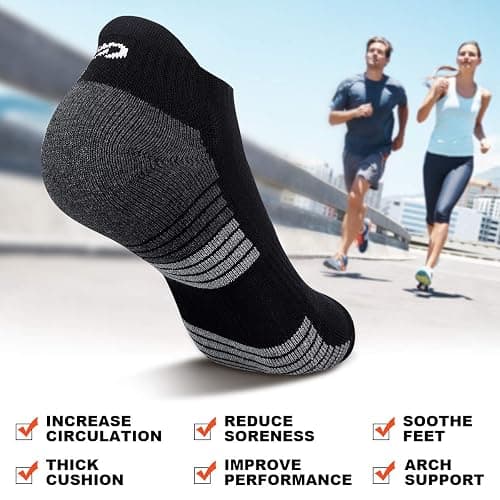 Lapulas Athletic Running Ankle Socks, Low Cut Cushioned Anti-Blister Tab Sports Socks Men Women 6Pairs thumbnail 6
