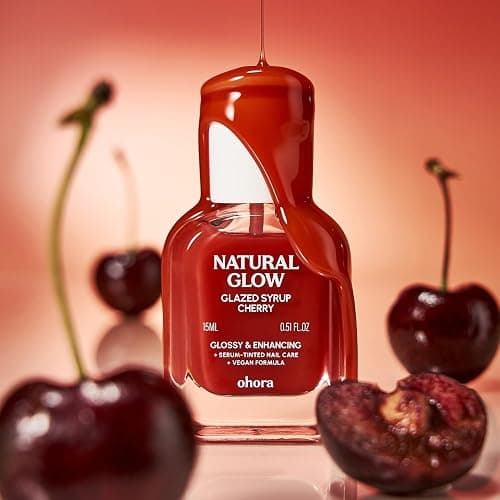 ohora 2-in-1 Sheer Nail Polish & Strengthener(Cherry) | Tinted Nail Concealer | Nail Hardener for Weak, Damaged Nails | Nail Care Polish with Glossy Finish | Glazed-Syrup Formula, 15 mL thumbnail 5