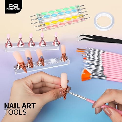 FANDAMEI Nail Art Tools, Nail Brush, 15 PCS Nail Art Brushes, 5 PCS Nail Dotting Tool, Nail Stand, Nail Holder For Painting Nails, Press On Nail Stand, Nail Tools, Nail Design Tools thumbnail 7