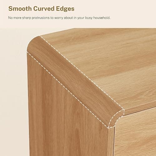 TEENFON 55" Dresser for Bedroom with 6 Drawers, Dressers & Chests of Drawers with Curved Profile Design, 6 Drawer Dresser, Bedroom Dressers, Wood Dressers for Bedroom, Hallway, Natural thumbnail 6