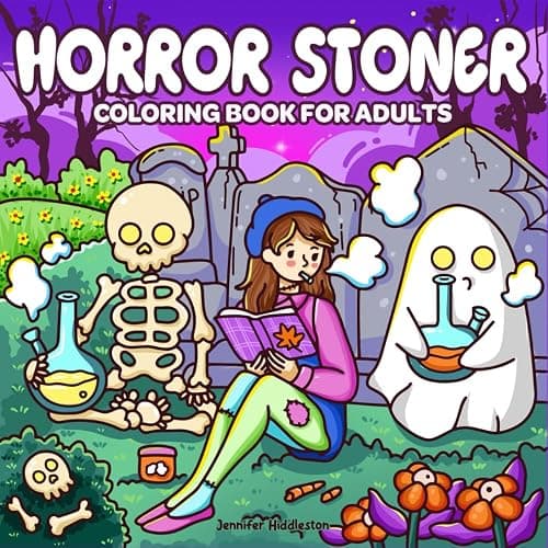 Horror Stoner: Coloring Book for Adults Featuring Adorable Spooky Creatures in Cute and Cozy Hygge Moments for Relaxation - Image 1