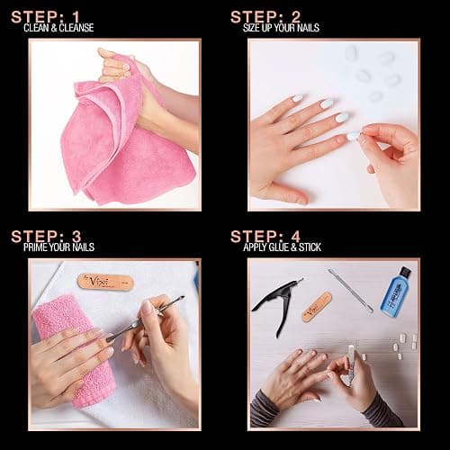 By Vixi 500 LONG COFFIN/BALLERINA NAIL SET with PREP FILE, 10 Sizes - Clear Express Full Cover False Fingernail Extensions for Salon Professionals & Home Use thumbnail 5