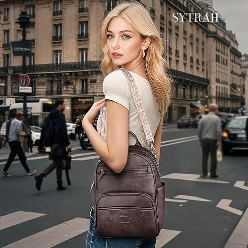 SYTRAH Small Backpack Purse for Women, Mini Backpack Vegan Leather with RFID Blocking & Tablet Pocket, Cute Shoulder Handbag for Travel, School & Work Green thumbnail 9