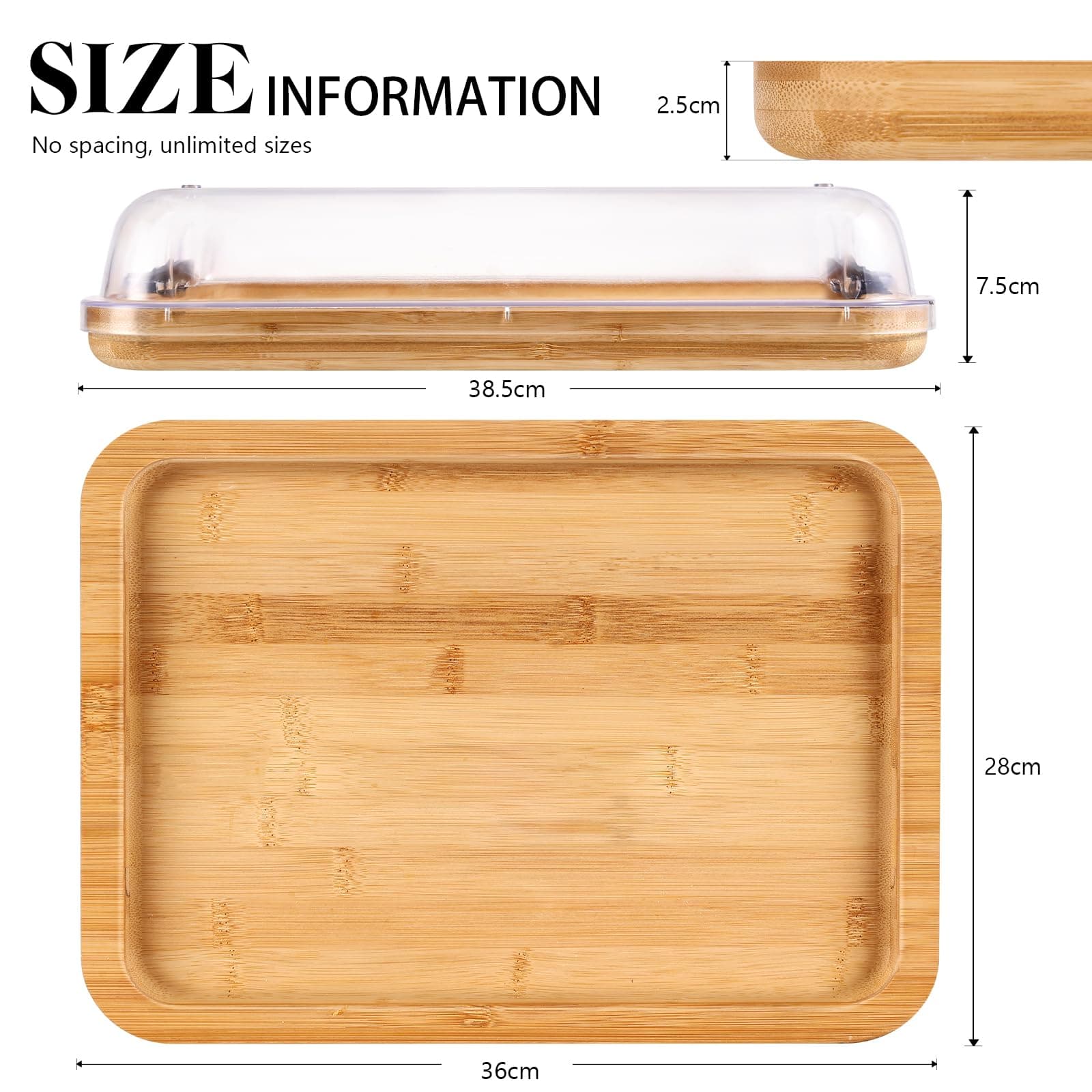 Feshory Premium Charcuterie Board with Clear Locking Lid for Appetizers & Snacks - Cheese Bamboo Board, Serving Tray Ideal for Food Lovers and Parties thumbnail 2