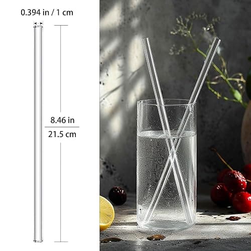 Nafender 10-Pack Glass Straws Reusable Drinking Straw Including 4 Straight and 4 Bent Straws & 2 Extra Wide Smoothie Straw with 2 Cleaning Brushes thumbnail 5