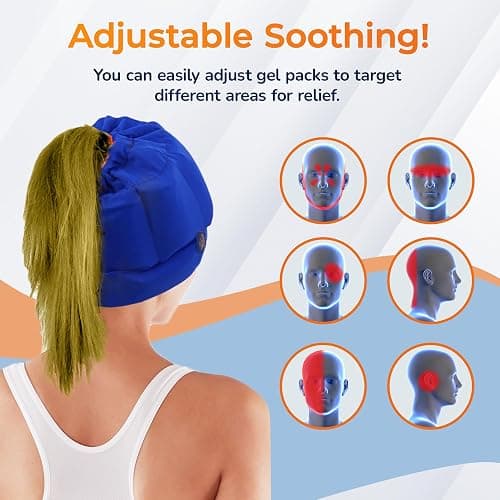 Soothie Migraine Cap & Headache Cap - Cooling Headache Relief Cap for Migraines, Tension & Sinus Pressure - Wearable Migraine Mask & Ice Head Wrap - Cold Compress Hangover Cap, Total Blackout thumbnail 7