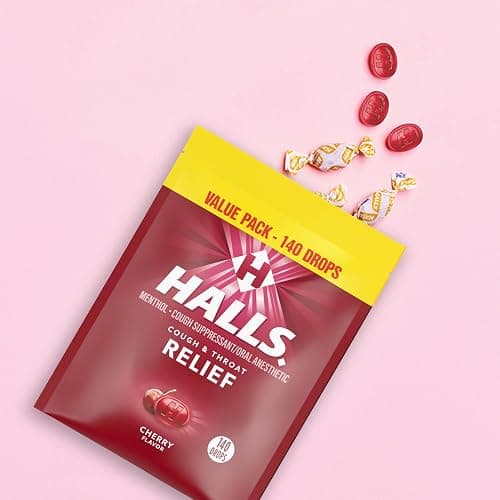 Halls Cough and Throat Relief Cherry Cough Drops, Bulk Pack, 140 Drops thumbnail 7