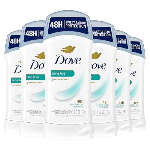 Dove Invisible Solid Antiperspirant Deodorant Stick for Women, 6 Count, Sensitive, for All Day Underarm Sweat & Odor Protection 2.6 oz - Image 1