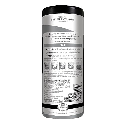 Weiman Stainless Steel Cleaner & Polisher, 30 Ct Wipes, Kitchen Appliance | Anti Fingerprint, Tetrachloroethylene (PCE) Free, Removes Water Spots & Grease, No Streaks or Residue, Metal Polish, Chrome, thumbnail 2