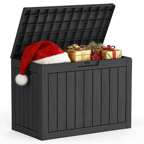 Treillage Tale Outdoor Storage Deck Box, 45 Gallon Outside Storage Box Waterproof Deck Box, Lockable Patio Storage Box UV-Resistant for Garden Furniture, Black - Image 1
