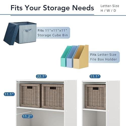 HOMES: INSIDE + OUT Apexa 4 Cube Storage Organizer Shelves, Stackable Wood Bookcase Fits Cubby Bins for Organization, Dorm Teen Room Decor & Home Office, Black thumbnail 5