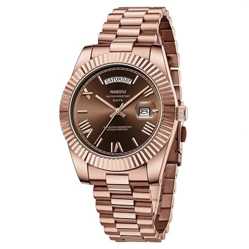 NIBOSI Men Watches Analog Quartz Stainless Steel Rose Gold Silver Watches for Men Waterproof Business Classic Desiger Wrist Watch with Day Date - Image 1