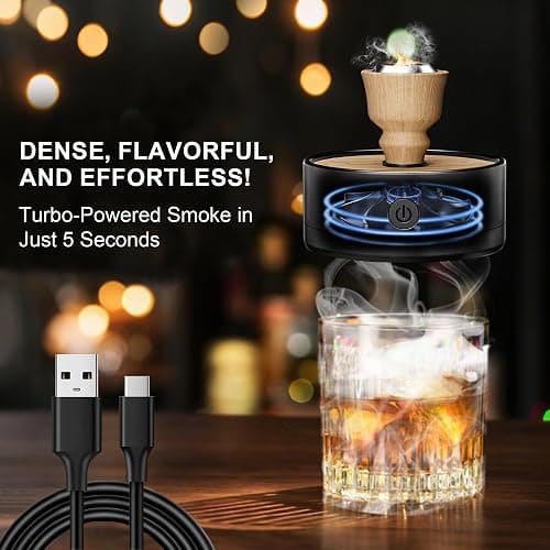 Electric Cocktail Smoker Kit with Torch – Smoked Whiskey Infuser Set with Wood Chips, Ideal Old Fashioned Kit, Whiskey Smoker Gift for Men, Dad, Bourbon Lover (No Butane) thumbnail 3