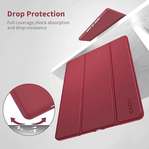 CACOE Cover Custodia Compatibile con iPad 9a Generazione 2021/iPad 8a Gen 2020/iPad 7a Gen 2019, Leggero Cover Protettivo Supporto con Pencil Holder per iPad 10.2 Auto Sveglia Sonno, Claretto thumbnail 5