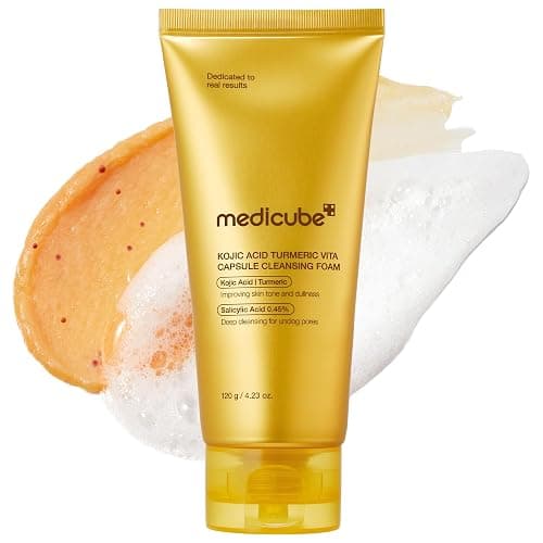 medicube Facial Cleanser Turmeric Capsule Foam Cleanser | for Balancing Uneven Skin Tone & Texture | Fade Appearance of Uneven Patches & Ideal for Use After Spot Care | Korean Skincare, 4.23 oz - Image 1