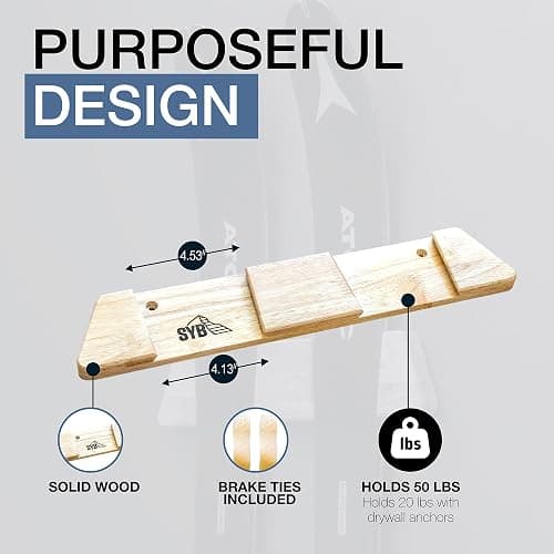 StoreYourBoard Horizontal Wood Ski Rack Wall Mount – Heavy Duty Ski Wall Mount Organizer, Space-Saving Ski Holders for Wall Display, Durable Skis Rack for Garage, Home or Cabin - Natural Wood (Medium) thumbnail 2