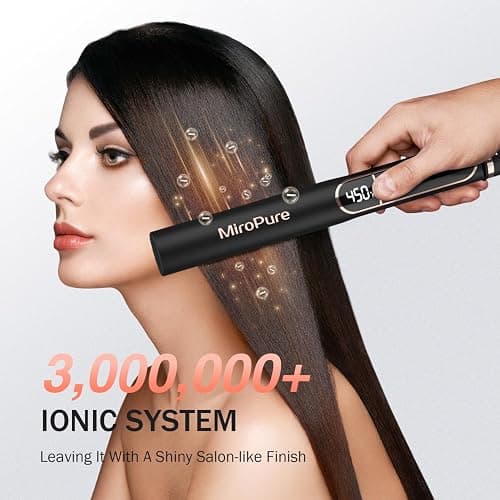 MiroPure Flat Iron Hair Straightener, 1 Inch Titanium Plates Hair Straightener with 15S Heat-up, Professional MCH Ceramic Negative Ion Hair Iron Dual Voltage for Women Hair with Auto Shut-Off thumbnail 3