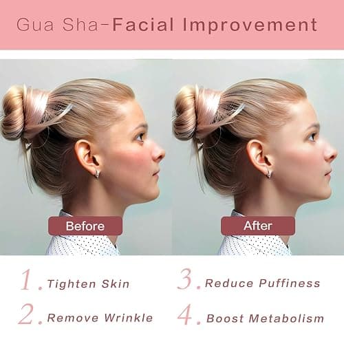 Contrybox Gua Sha Facial Tools, Rose Quartz Guasha Tool for Face & Eye, Puffiness Reducing & Jawline Sculpting Face Stone Gua Sha Tools for Skin Care Woman GuaSha Stone Tool, Pink thumbnail 3