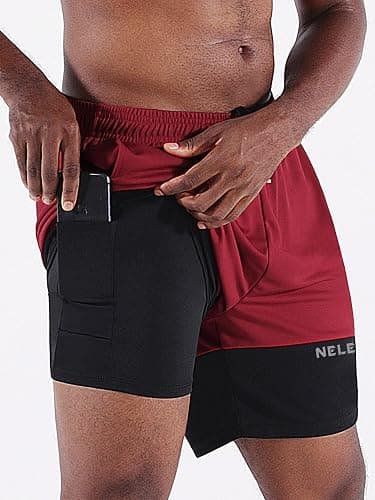 NELEUS Men's 2 in 1 Running Shorts with Liner,Dry Fit Workout Shorts with Pockets thumbnail 2