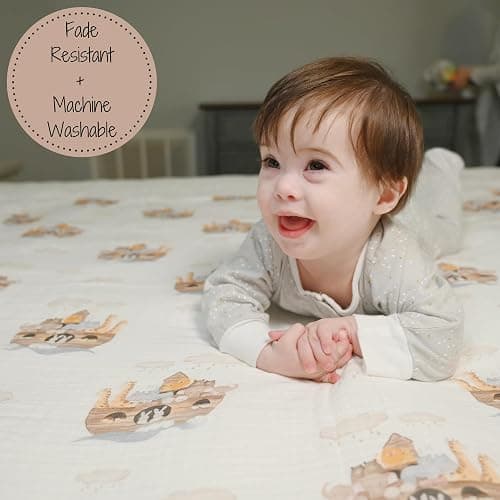 LollyBanks Muslin Swaddle Blanket | 100% Muslin Cotton | Gender Neutral Newborn and Baby Nursery Essentials for Girls and Boys, Registry | Noah's Ark Print thumbnail 6
