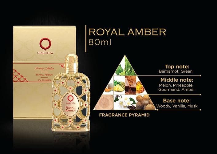 Orientica Luxury Collection Royal Amber Eau De Parfum - Bergamot, Melon, Pineapple, Fruity, Gourmand, Amber, Woody, Vanilla, Musk - Arabic Perfume for Woman & Man - 2.7oz / 80ml thumbnail 4