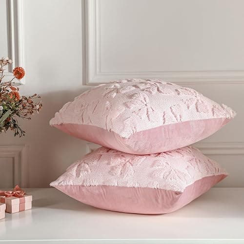 Mixweer Bow Pillow Covers Set of 2 Coquette Room Decor Cute Faux Fur Soft Coquette Bowknot Preppy Stuff Fluffy Plush Aesthetic Pillow Covers for Bed Sofa Couch(18 x 18 Inch,Pink) - Pink - 18" x 18" (Pack of 2) thumbnail 6