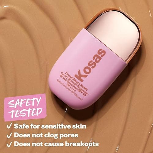 Kosas DreamBeam Water Resistant Sunscreen SPF 40 - Smooth Liquid Sun Protection for Face Lightweight Makeup Base w/Hyaluronic Acid, Ceramides & Peptides - Golden Glow, Sunlit, 40 ml - Sunlit thumbnail 8