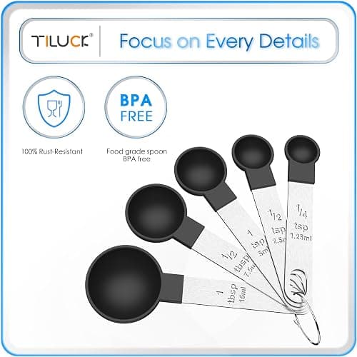 TILUCK Measuring Cups & Spoons Set, Stackable Cups and Spoons, Nesting Measure Cups with Stainless Steel Handle, Kitchen Gadgets for Cooking & Baking (Gray) - Gray thumbnail 7