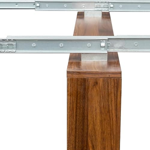 Pvillez Walnut Extendable Dining Room Table, 98.43" Expandable Dining Table with Storage Shelf, Rectangle Farmhouse Kitchen Table Extendable Wood Console Table Convertible Long Dining Table for 6 8 10 - Type1-walnut thumbnail 8