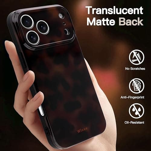 Wlxee Case for iPhone 17 Pro（6.3 inchs）, Stylish Leopard Tortoise Amber Design Slim & Shockproof Translucent Matte Brown Cover with Deep Tortoise Print thumbnail 3