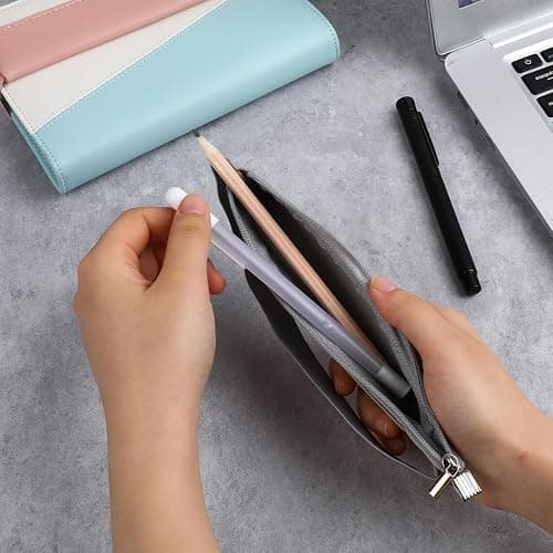 Azefnuhk 5 Pcs Pen Holder for Notebook, Elastic Notebook Band Holders, PU Leather Adjustable Pen Sleeve Pouch, Pencil Holder Case, Detachable Zipper Pen Pouch for Notebook Planners Binders and Books thumbnail 7