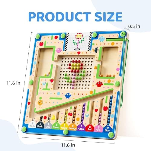 zhiwuzhu 2 in1 Magnetic Color and Number Maze,Wooden Montessori Preschool Learning Activities Toys,Toddler Travel Essentials Toys,3 4 5 Year Old Boy Girl Birthday Gift Toys thumbnail 2