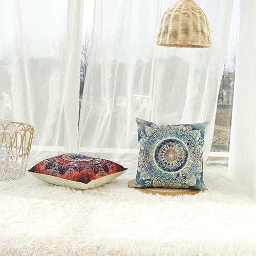 Jartinle Set of 4 Retro Floral Mandala Compass Medallion Bohemian Pillow Covers Boho Decor Hippie Throw Pillows Decorative for Sofa Couch 18 x 18 thumbnail 7