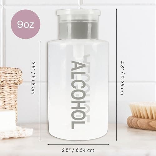 9oz Gray with Word Imprint Push Down Pump Dispenser Empty Refillerable Bottle with Flip Top Cap - for Nail Polish, Travel, Cosmetics Packaging thumbnail 3