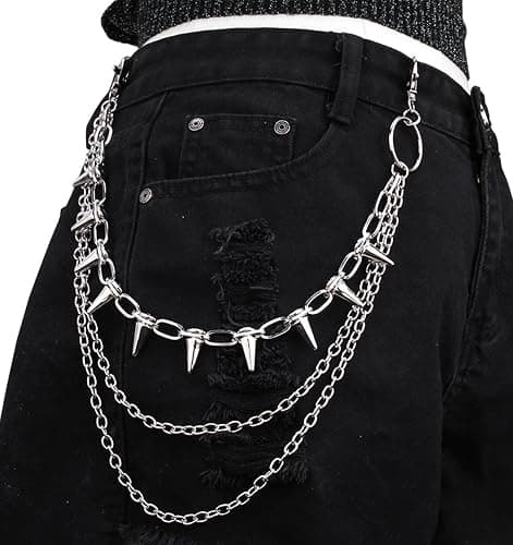 QWALIT Pants Chain for Men Pocket Chain for Pants Jean Chains for Men Jean Chains Chains for Jeans Biker Chain Hip Chain Jean Chains for Women Pants Chain for Women Hip Jewelry for Women Punk Chain thumbnail 5